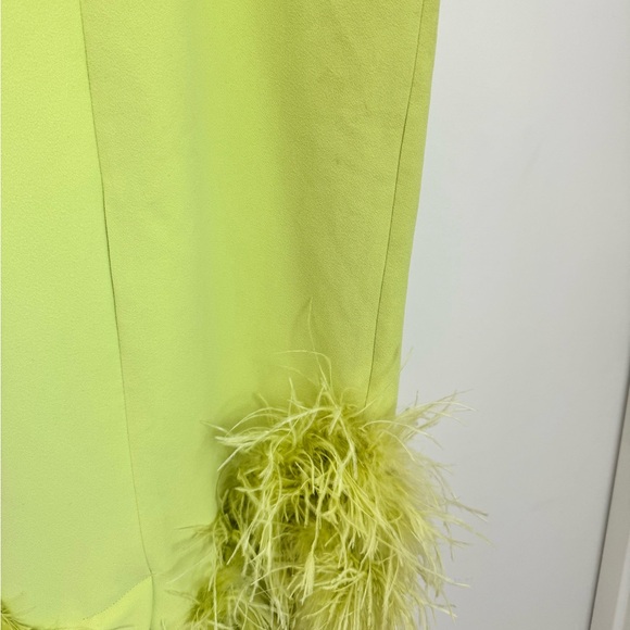 House of CB London Medium Alessia Lime Asymmetric Midi Dress Feather Hem - Picture 8 of 15